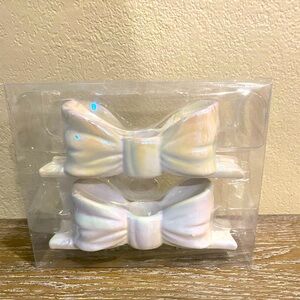 NWT Target Bullseye Playground 2pk Ceramic Bow Candle Taper Holders